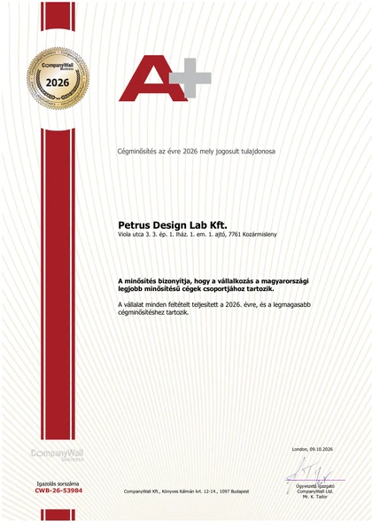 CompanyWall A+ 2026 — Petrus Design Lab Kft., CWB-26-53984